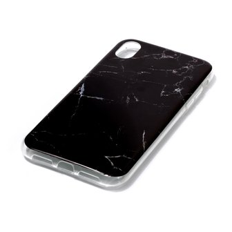 Marmer TPU Hoesje iPhone XS Max Case - Zwart