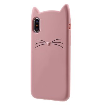 Flexibel kitten hoesje schattig kat case iPhone XS Max - Roze