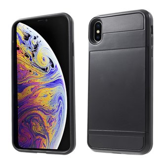 Secret pasjeshouder hoesje iPhone XS Max hardcase portemonnee wallet - Zwart