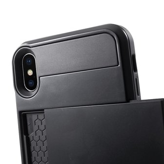 Secret pasjeshouder hoesje iPhone XS Max hardcase portemonnee wallet - Zwart