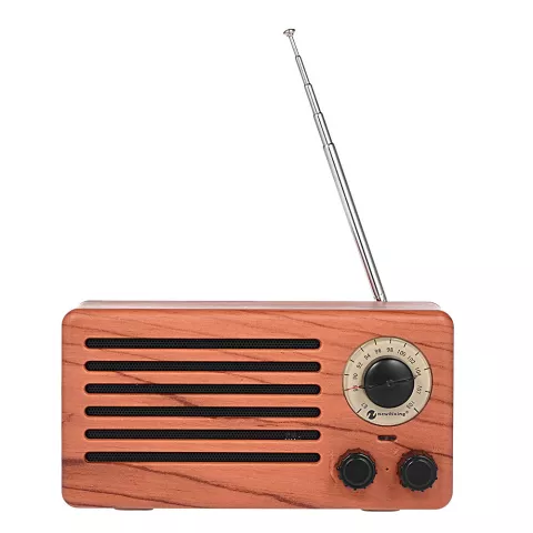 NR-3013 Mini Houten textuur Retro FM Radio Draadloze Bluetooth Speaker - Houtkleur Lichtbruin