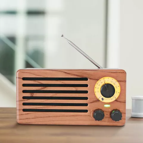 NR-3013 Mini Houten textuur Retro FM Radio Draadloze Bluetooth Speaker - Houtkleur Lichtbruin