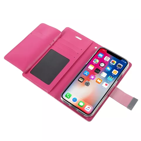 Mercury Goospery Rich Walletcase 7 Pasjes Kunstlederen iPhone X XS hoesje - Roze