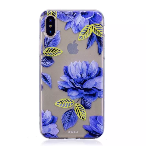Doorzichtig Blauwe Bloemen iPhone X XS TPU hoesje - Blauw