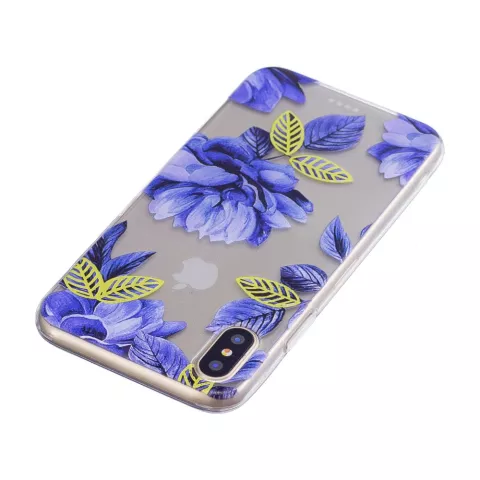 Doorzichtig Blauwe Bloemen iPhone X XS TPU hoesje - Blauw