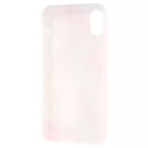 Marmer hoesje TPU marble iPhone X XS - Roze Wit