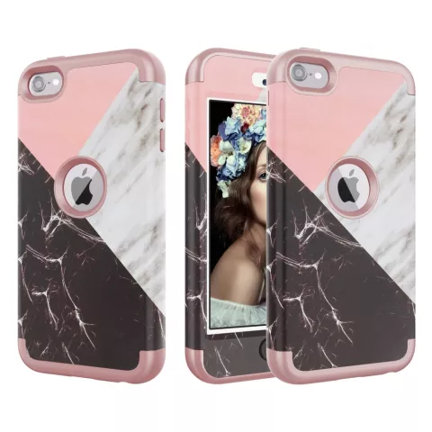 Armor Hoesje Marmer Hoesje iPod Touch 5 6 7 - Roze en wit