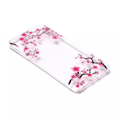 Doorzichtig iPhone X XS TPU Bloesem hoesje - Roze bloemen