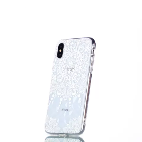 Doorzichtig Bloemen patroon 3D Diamond TPU iPhone X XS hoesje - Mandala