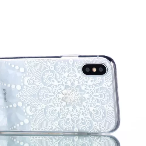Doorzichtig Bloemen patroon 3D Diamond TPU iPhone X XS hoesje - Mandala