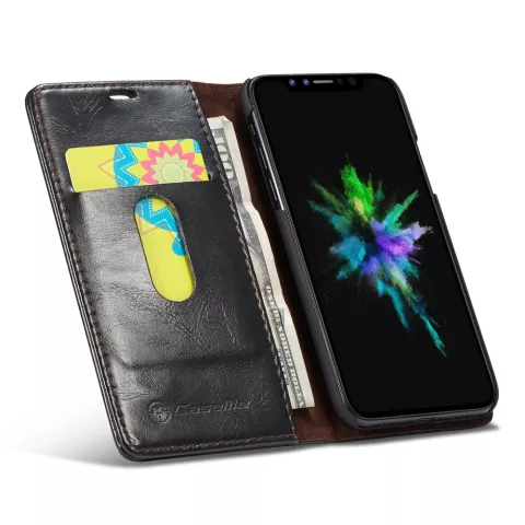 Caseme Kunstleer Wallet pasjeshouder hoesje iPhone XR case - zwart