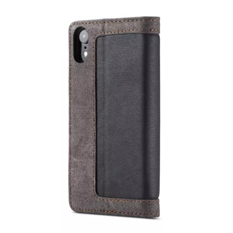 Caseme Canvas Wallet Bookcase iPhone XR - Bruin Zwart