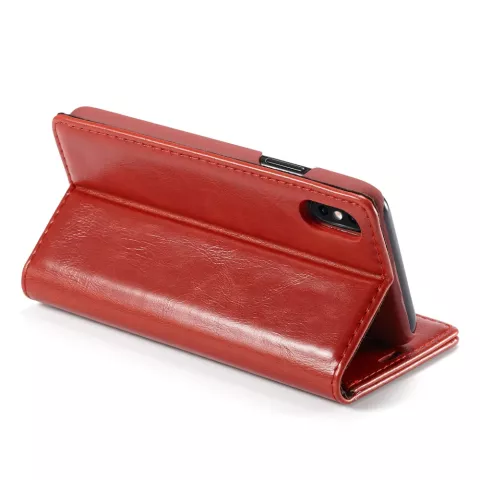 Caseme Kunstleer Wallet pasjeshouder hoesje iPhone XS Max case - rood