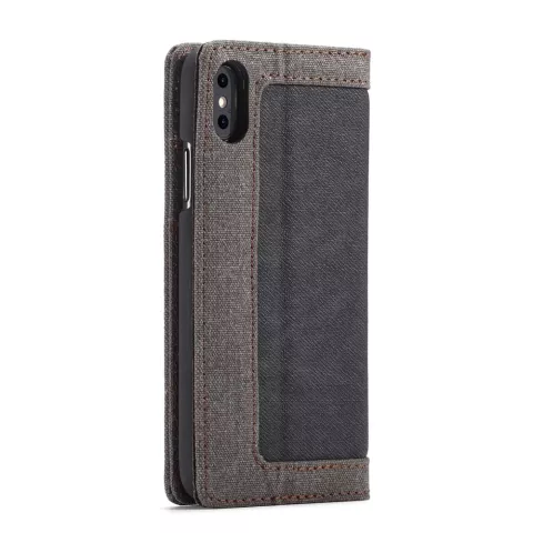 Caseme Canvas Wallet Bookcase iPhone XS Max - Bruin Zwart