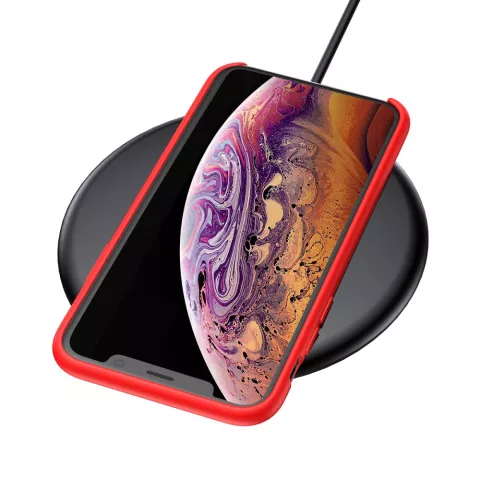 Baseus Original LSR Series Liquid Silicone Gel Case iPhone X XS Hoes - Rood