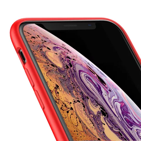 Baseus Original LSR Series Liquid Silicone Gel Case iPhone X XS Hoes - Rood