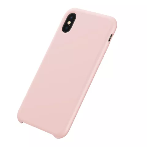 Baseus Original LSR Series Liquid Silicone Gel Case iPhone X XS Hoes - Roze