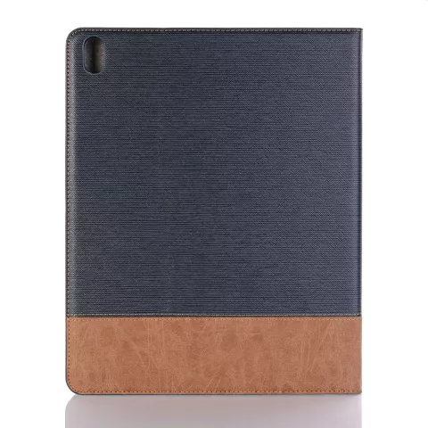 Fabric Ribbel Textuur Lederen iPad Pro 12.9-inch (2018 2020 2021 2022) Case Hoes Wallet Portemonnee - Blauw Bruin