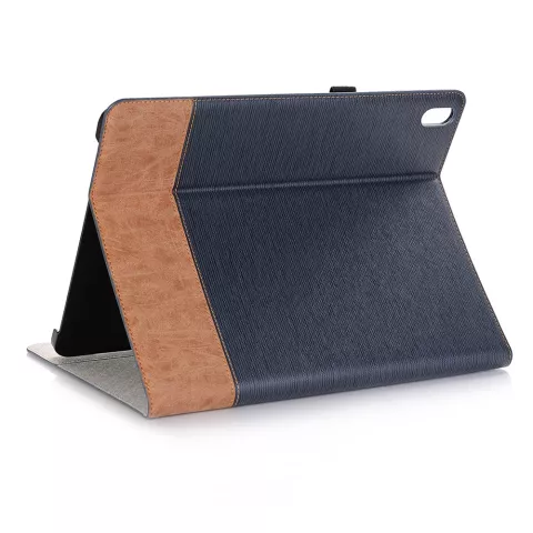 Fabric Ribbel Textuur Lederen iPad Pro 12.9-inch (2018 2020 2021 2022) Case Hoes Wallet Portemonnee - Blauw Bruin