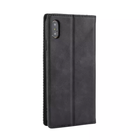 Vintage Wallet Stijl Kunstleer leder Cover Case geschikt voor iPhone XS Max hoesje - Zwart