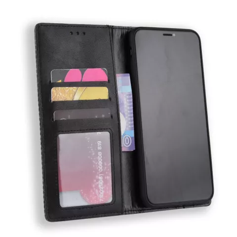 Vintage Wallet Stijl Kunstleer leder Cover Case geschikt voor iPhone XS Max hoesje - Zwart