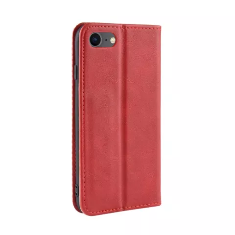 Vintage Rood Leren Hoesje iPhone 7 8 SE 2020 SE 2022 - Rood