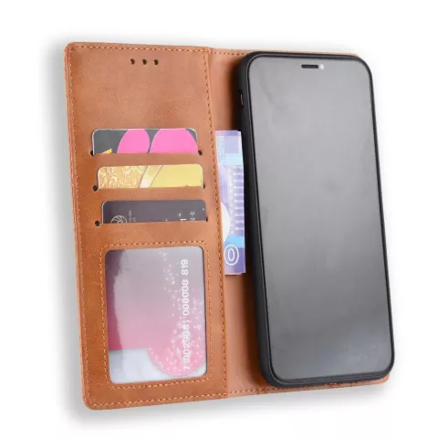 Vintage kunstleer Wallet Case iPhone X XS - Bruin hoesje