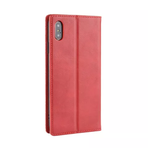 Vintage kunstleer Wallet Case iPhone X XS - Rood hoesje