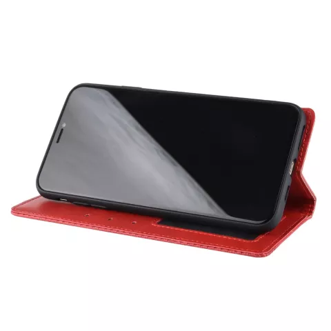 Vintage kunstleer Wallet Case iPhone X XS - Rood hoesje