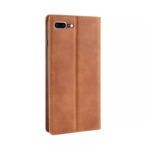 Vintage case bookcase kunstleer wallet iPhone 7 Plus 8 Plus hoesje - Bruin