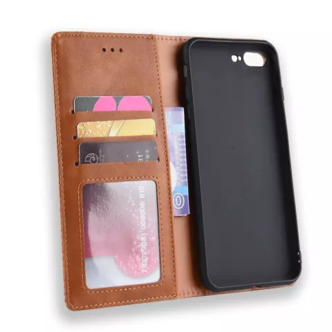 Vintage case bookcase kunstleer wallet iPhone 7 Plus 8 Plus hoesje - Bruin