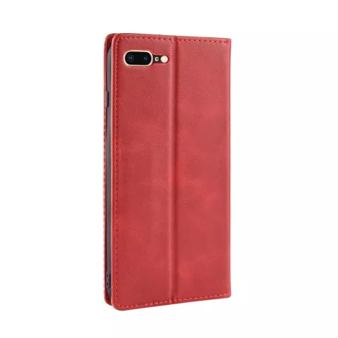 Vintage case bookcase kunstleer wallet iPhone 7 Plus 8 Plus hoesje - Rood