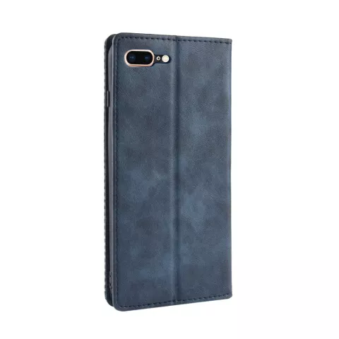 Vintage case bookcase kunstleer wallet iPhone 7 Plus 8 Plus hoesje - Blauw