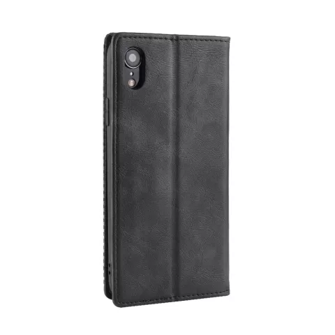 Vintage kunstleer Wallet Case iPhone XR - Zwart hoesje