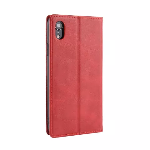 Vintage kunstleer Wallet Case iPhone XR - Rood hoesje