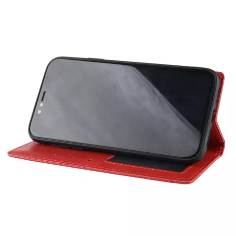 Vintage kunstleer Wallet Case iPhone XR - Rood hoesje