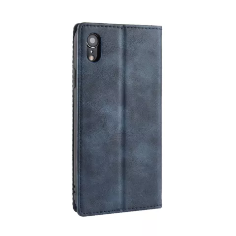 Vintage kunstleer Wallet Case iPhone XR - Blauw hoesje