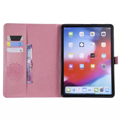 Zonnebloem Lederen iPad Pro 11-inch 2018 Case Hoes Wallet - Roze