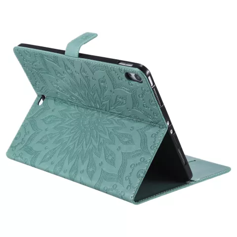 Zonnebloem Lederen geschikt voor iPad Pro 11-inch 2018 Case Hoes Wallet - Groen