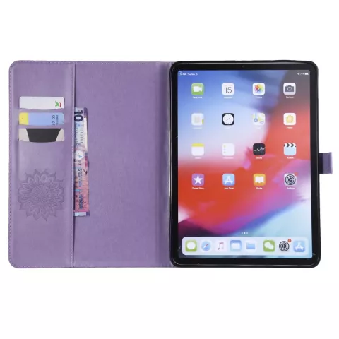 Zonnebloem Lederen iPad Pro 11-inch 2018 Case Hoes Wallet - Paars