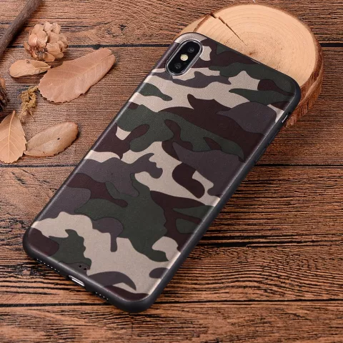 Camouflage TPU camo hoesje leger iPhone XS Max - Army Groen