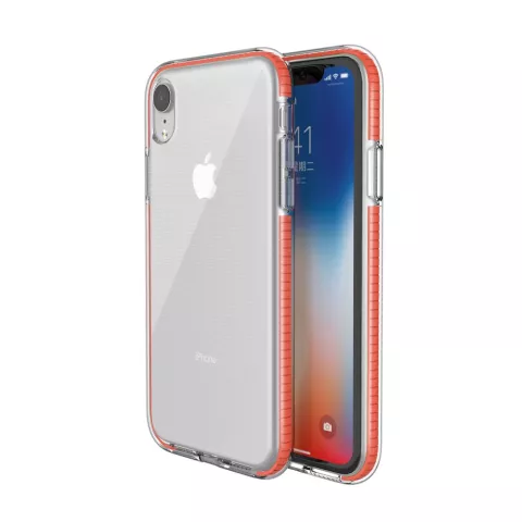 Beschermend gekleurde rand hoesje iPhone XR Case TPE TPU back cover - Oranje