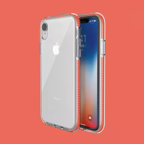 Beschermend gekleurde rand hoesje iPhone XR Case TPE TPU back cover - Oranje