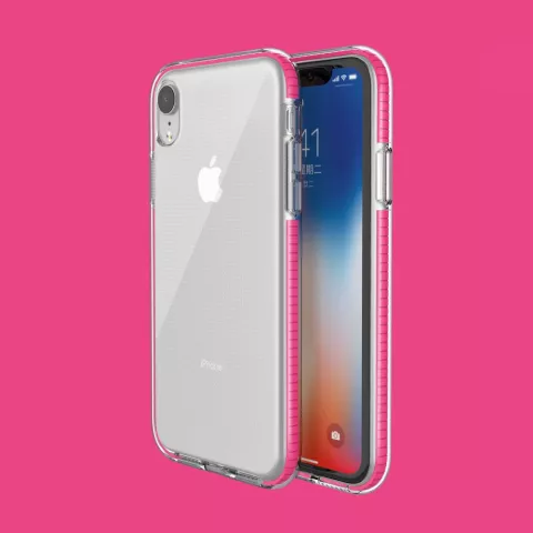 Beschermend gekleurde rand hoesje iPhone XR Case TPE TPU back cover - Roze