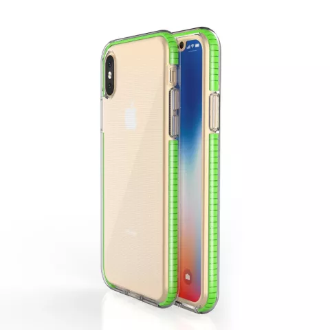 Beschermend gekleurde rand hoesje iPhone X XS Case TPE TPU back cover - Green