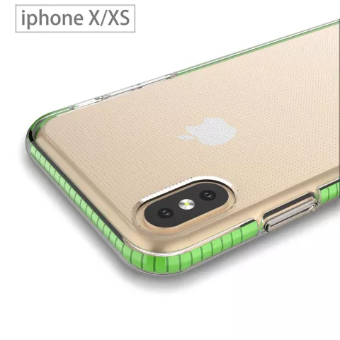 Beschermend gekleurde rand hoesje iPhone X XS Case TPE TPU back cover - Green