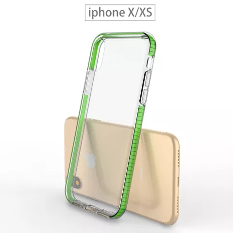 Beschermend gekleurde rand hoesje iPhone X XS Case TPE TPU back cover - Green