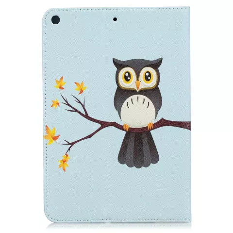 Uil flipcase leder klaphoes standaard iPad mini 4 5 - Lichtblauw