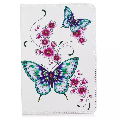 Vlinders bloemen flipcase leder klaphoes standaard iPad mini 4 5 - Wit