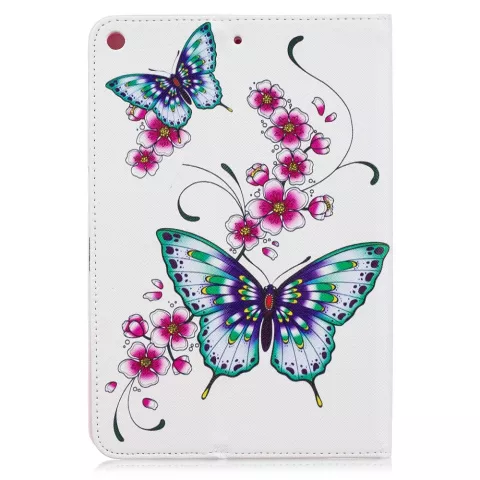 Vlinders bloemen flipcase leder klaphoes standaard iPad mini 4 5 - Wit